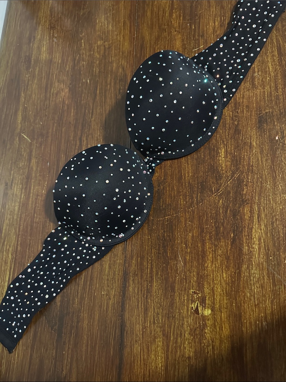 Black Rhinestone Strapless Bra - Women Intimates